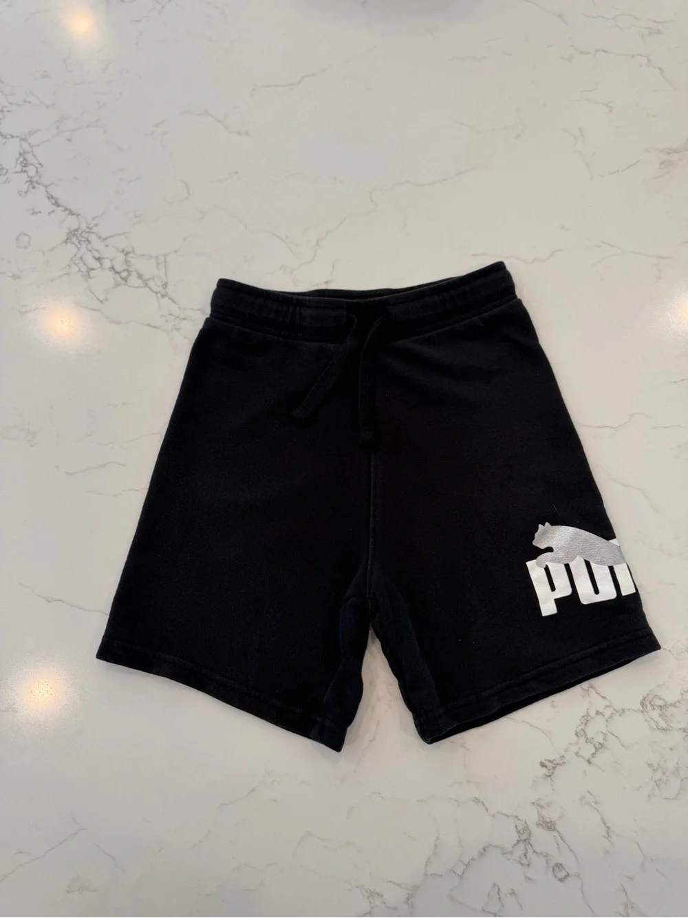 Puma Black Athletic Shorts with White Logo